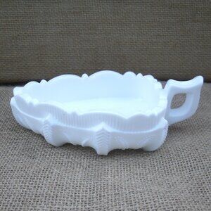 Vintage Fenton Milk Glass Cactus Pattern Nappy Dish
